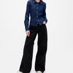 GAP Low Slung Women's Black Wide-Leg Baggy Jeans